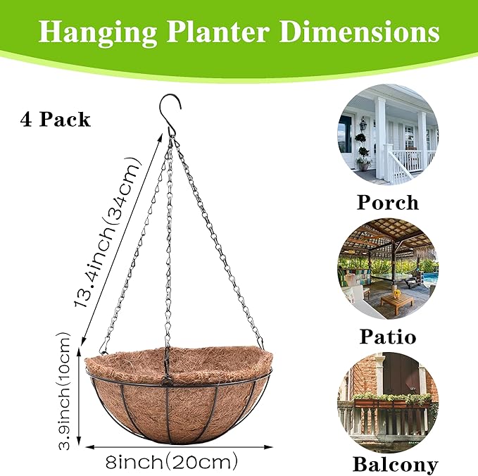 4 Pack Hanging Planter Basket - Image 4