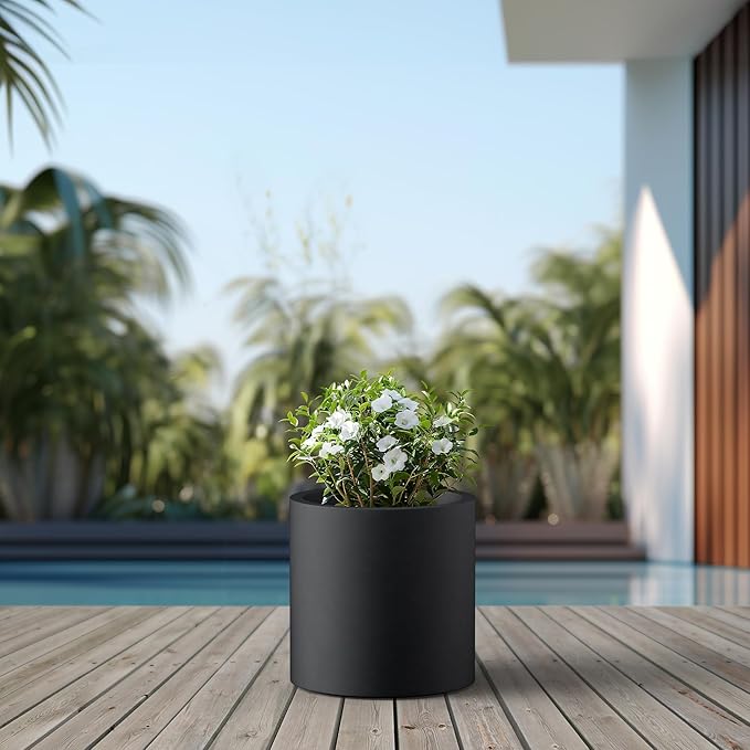 Kante 15.7" Dia Round Concrete Planter, Modern Style Large Cylindrical Plant Pot - Image 5