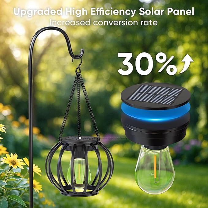 Solar Lanterns Lights Waterproof: 4 Pack Metal Hanging Outdoor Lights - Image 5