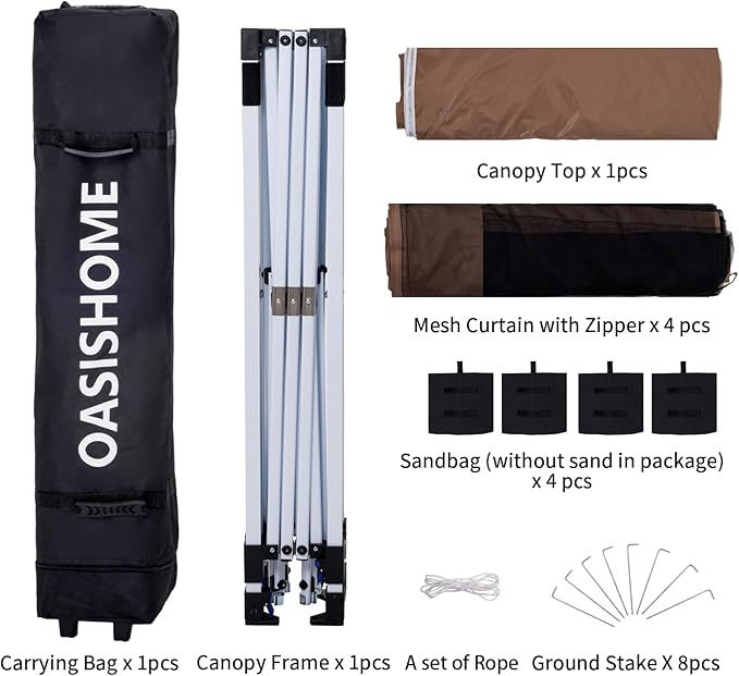 OASISHOME 10'x10' Pop-Up Gazebo Canopy Tent - Image 3