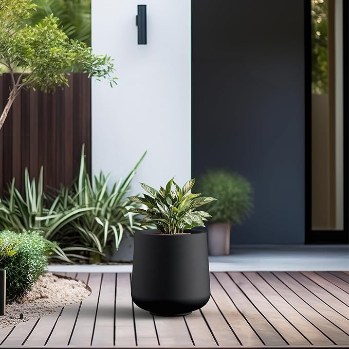 Kante 11.6" Dia Round Concrete Planter, Outdoor Indoor Large Plant Pots - Image 4