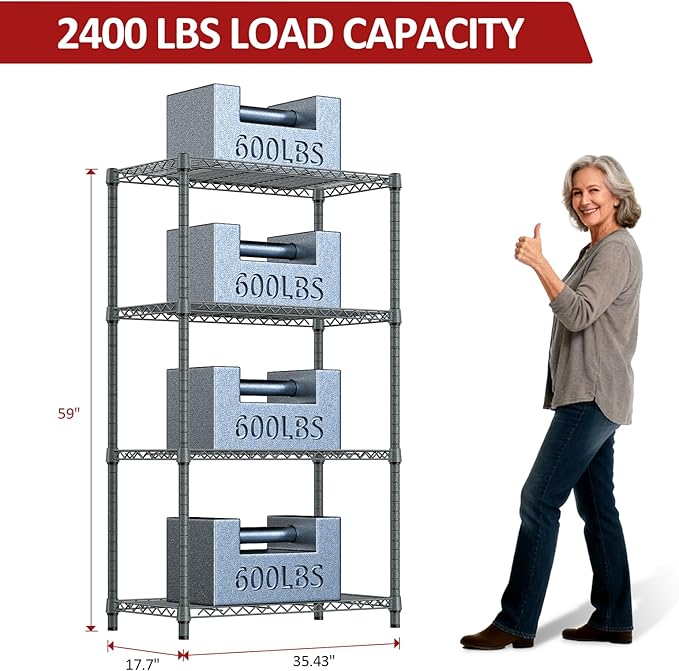 IZEUK 4-Tier Outdoor Metal Storage Shelving Unit, Heavy Duty Wire Rack Organizer - Image 3