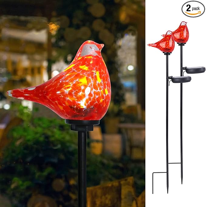 Bshine Solar Garden Decoration Outdoor Red Bird Lights, Lawns and Yards Art by Bshine