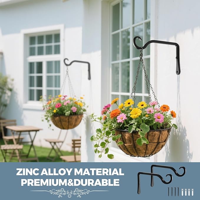 BOLITE Plant Hangers, 6 Inch Hanging Plant Brackets Outdoor Indoor, Wall Hooks - Image 8