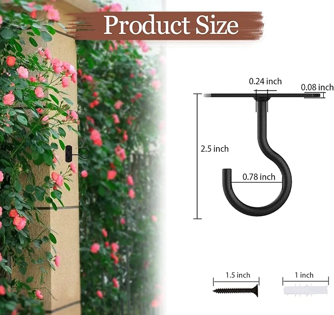 2.5in Ceiling Hooks for Hanging Plants 8Pcs Black - Image 2