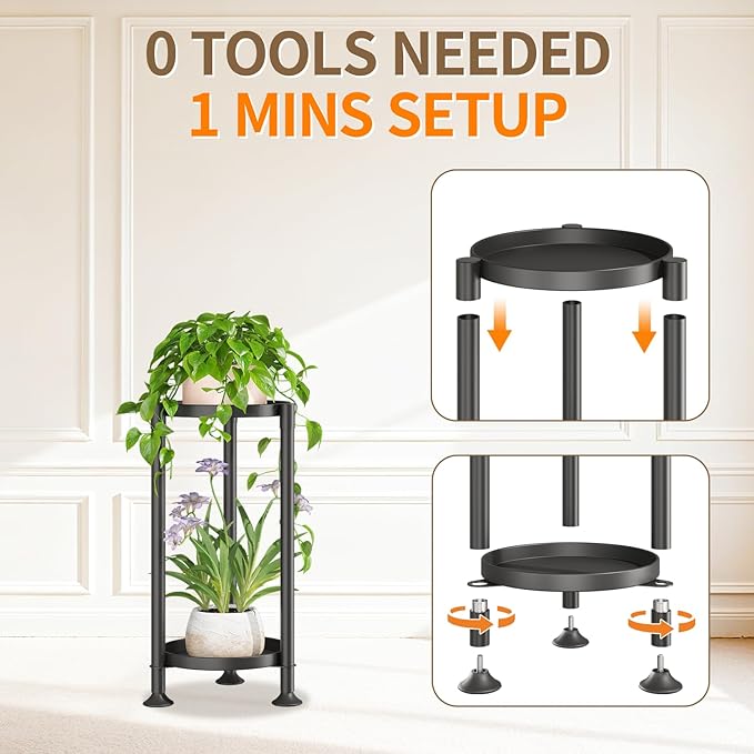 LASZOLA 2 Tier Black Corner Plant Stand Indoor - Image 3
