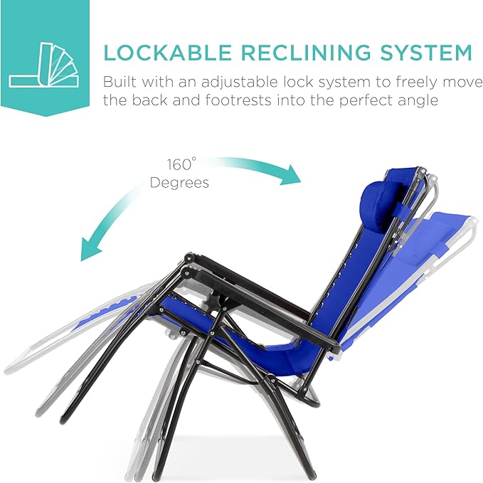 Best Choice Products Folding Zero Gravity Outdoor Recliner Patio Lounge Chair - Image 4