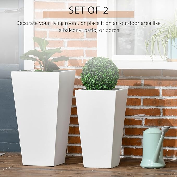 Outsunny 2-Pack Outdoor Planter Set, Flower Pots - Image 3