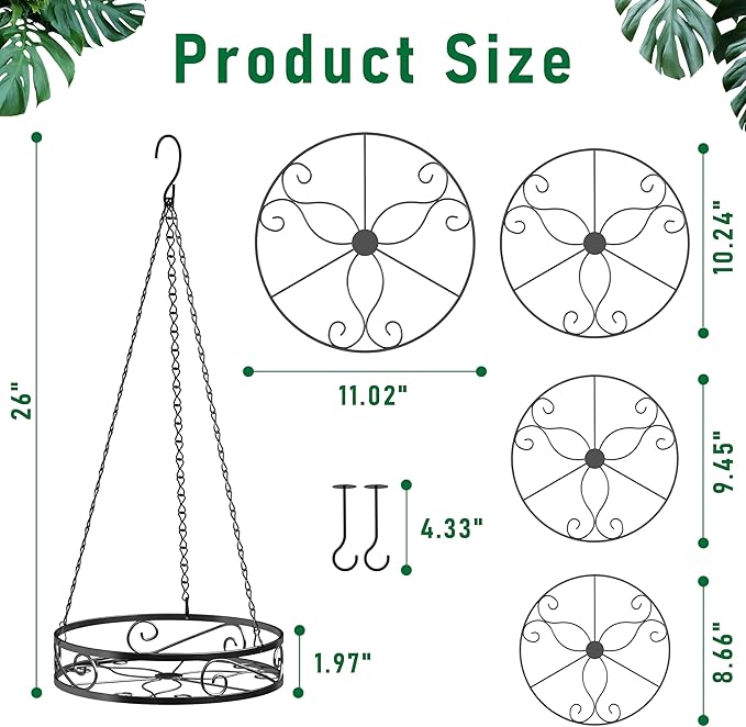 4-Pack Metal Hanging Planters for Outdoor Plants - Image 4