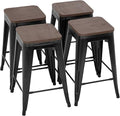 FDW Metal Bar Stools Set of 4 Counter Height Bar Stools 24 Inches Industrial by FDW