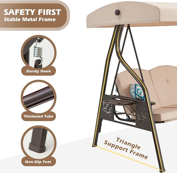 3-Seat Outdoor Porch Swing - Image 3