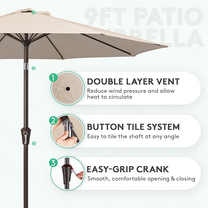 JEAREY 9FT Outdoor Patio Umbrella Market Umbrella - Image 2