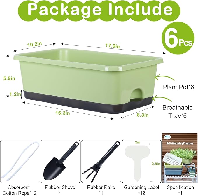 Window Box Planter 6 Pcs, 17 Inches Rectangle Flower Pots - Image 7