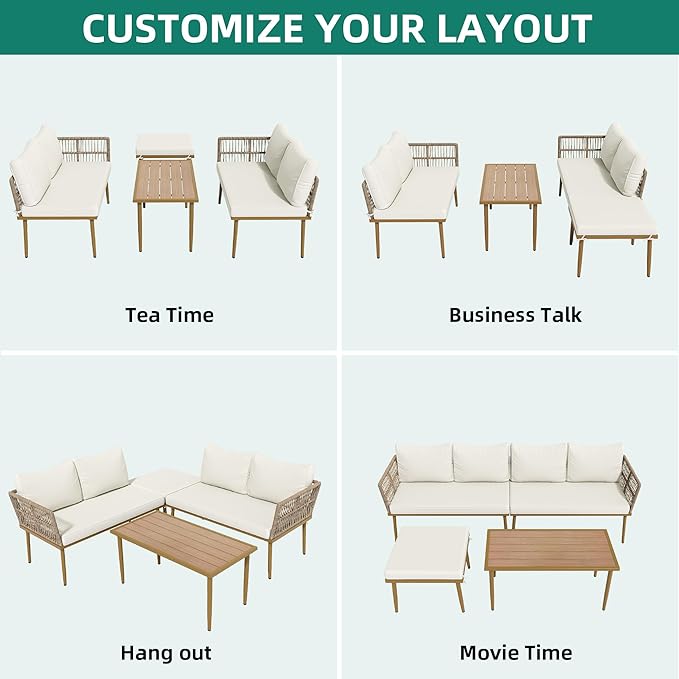 YITAHOME Patio Furniture Set, 6 Pieces Outdoor Rattan Woven Sectional Sofa - Image 4