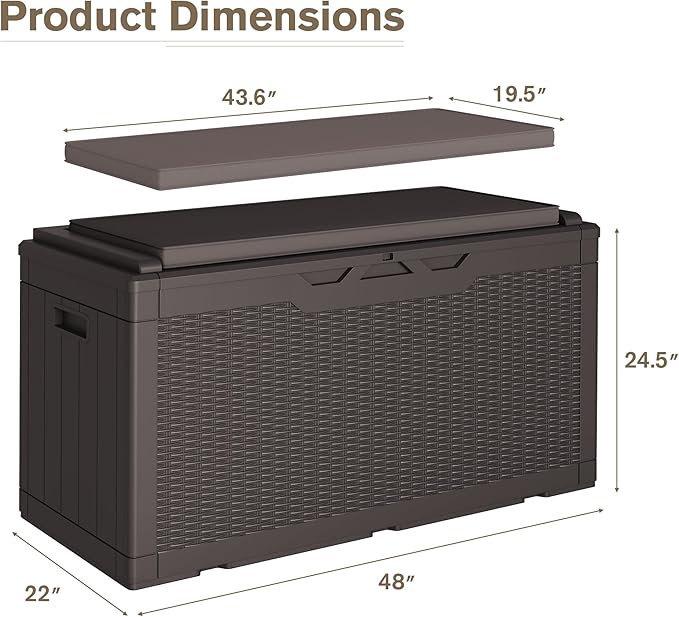 JUMMICO 100 Gallon Resin Deck Box - Image 2