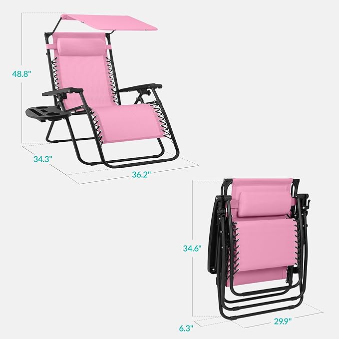 Best Choice Products 30” Wide Folding Zero Gravity Outdoor Recliner Patio - Image 2