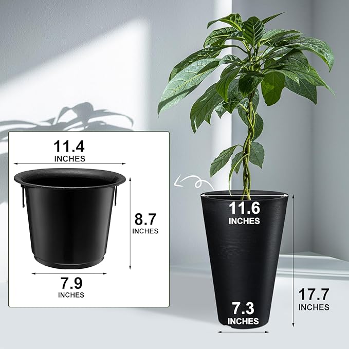 Sieral Set of 2 Tall Outdoor Planters 12 x 18 Inch Large Resin Outdoor Planters - Image 3