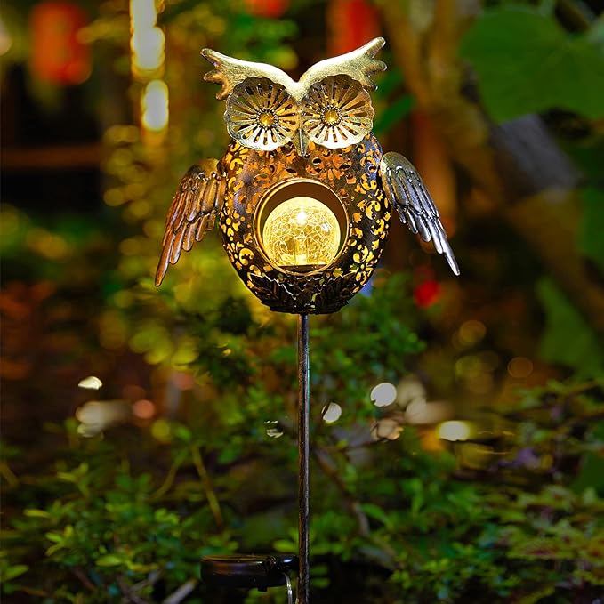 Go2garden Solar Lights Outdoor Owl Garden Gifts Mom Metal Stakes Lights - Image 6