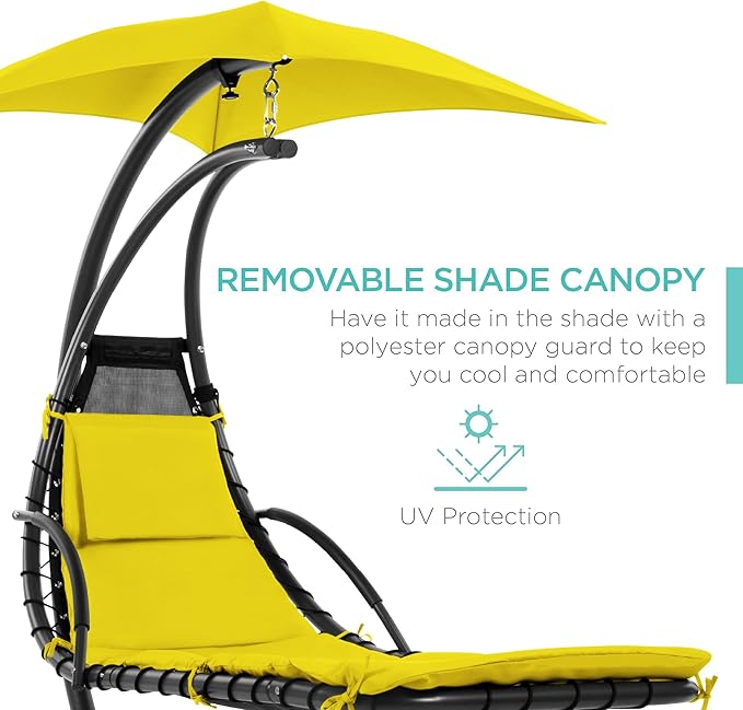 Best Choice Products Outdoor Hanging Curved Steel Chaise Lounge Chair Swing - Image 4