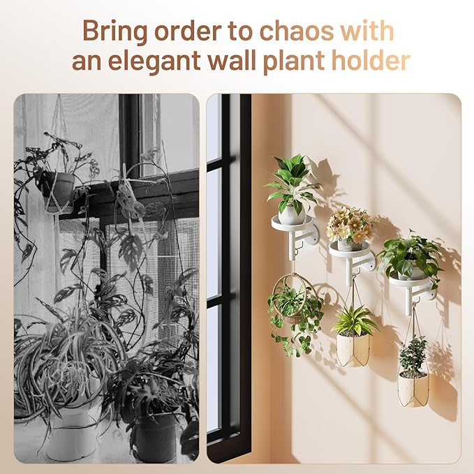 YUOROS 3 Pack Wall Planters for Indoor Plants Hanging Shelf Wall Mounted Plant - Image 4