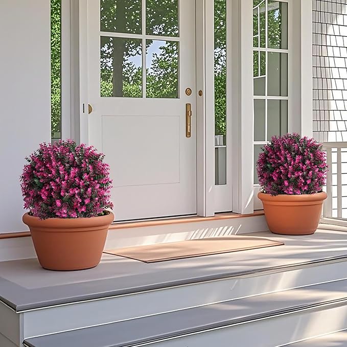 Artificial Topiary Tree with Pink Eucalyptus, Fake Evergreen Tree - Image 4