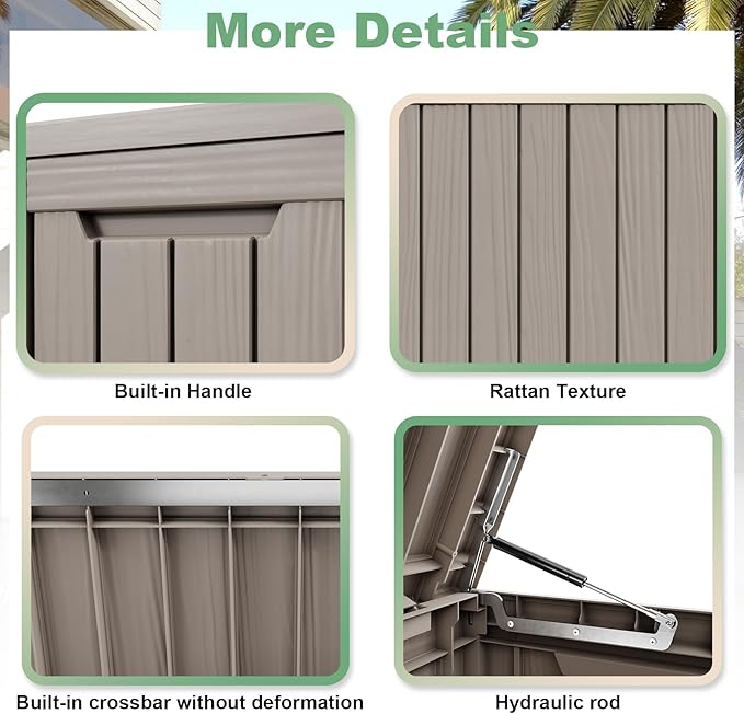 DRATO 80 Gallon Large Deck Box, Outdoor Storage Box - Image 4