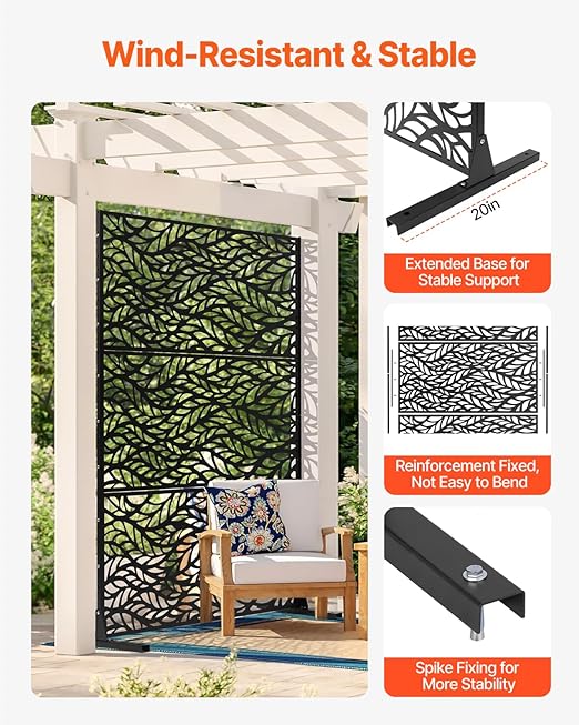 VEVOR Metal Privacy Screen, Outdoor Privacy Screens & Panels, Freestanding - Image 3
