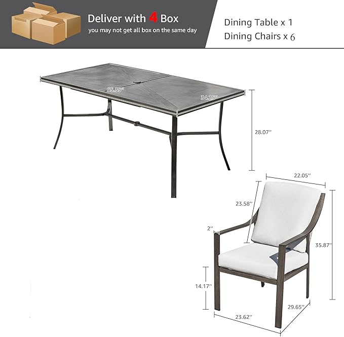 NATURAL EXPRESSIONS 7 Piece Patio Dining Table Outdoor Furniture Set - Image 7