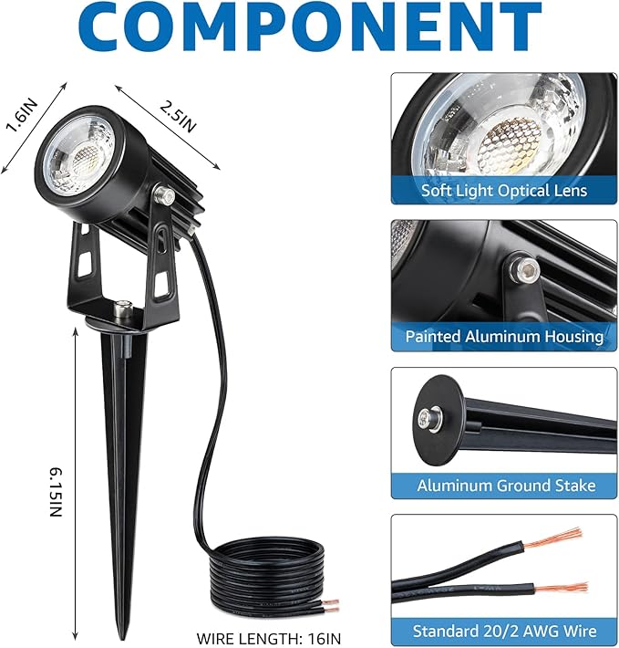 SUNVIE All-in-One LED Low Voltage Landscape Lighting Kit, 3000K Waterproof Low - Image 8