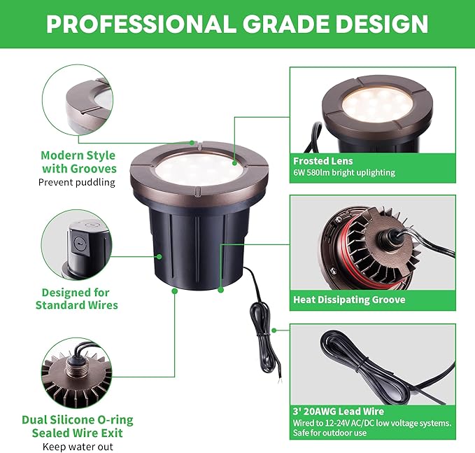 Landscape Well Light, LED Low Voltage In Ground Lights, IP67 Waterproof 12V - Image 6