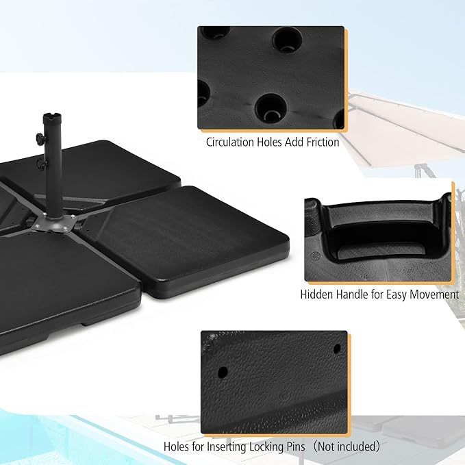 Tangkula 4Pcs 13L 220 lbs Cantilever Offset Patio Umbrella Base, Water & Sand - Image 6