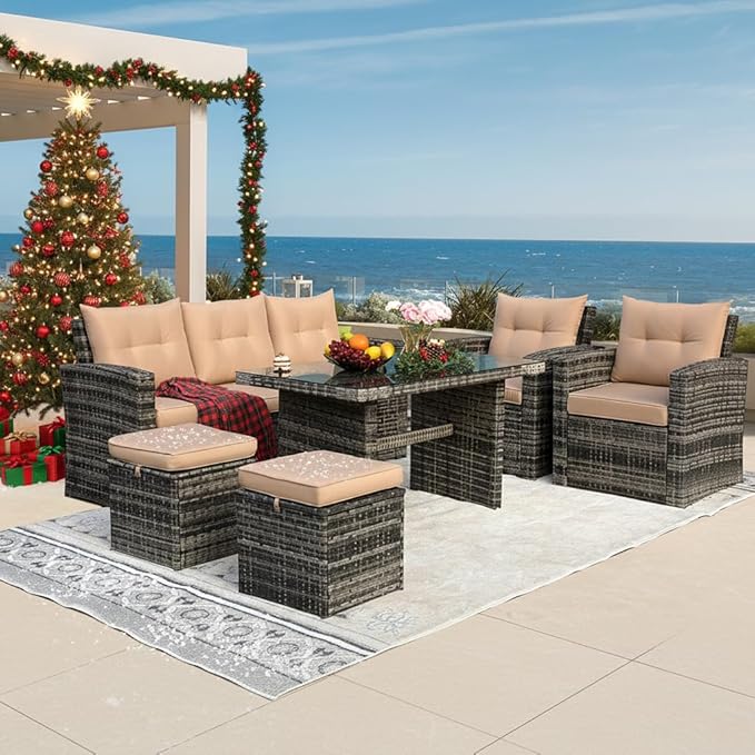 6 Pieces Patio Furniture Set by ZJEYEJZ