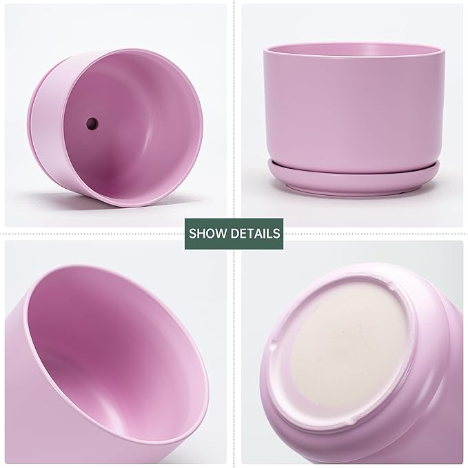 Ton Sin Pink Flower Pots, Ceramic Planter Pot - Image 2