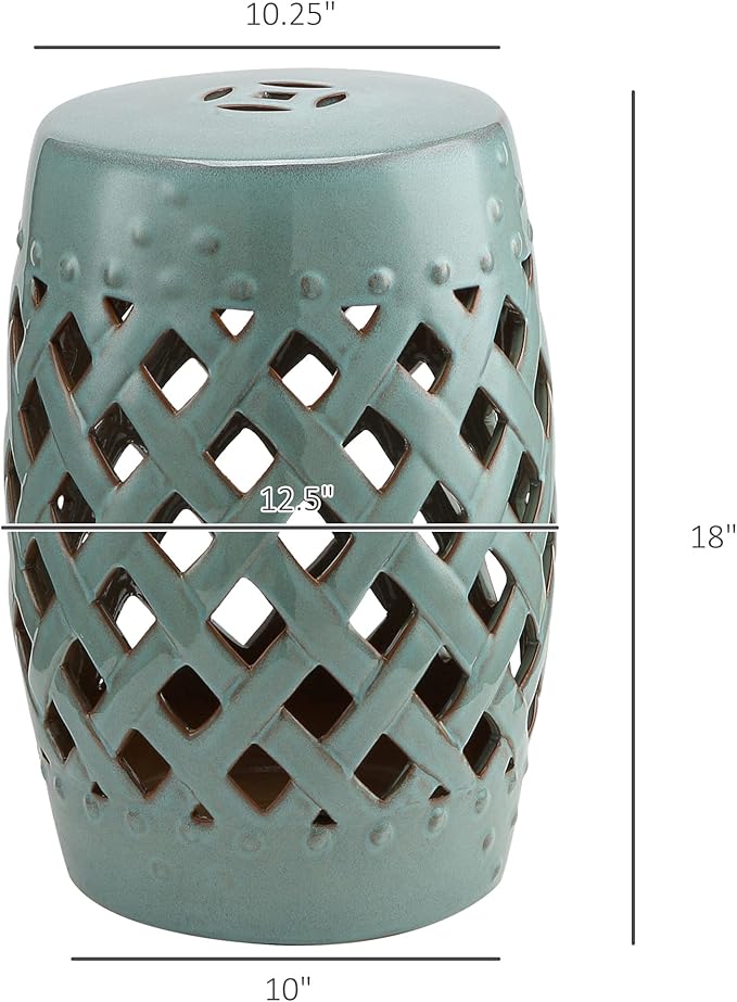Outsunny 13" x 18" Ceramic Garden Stool - Image 3