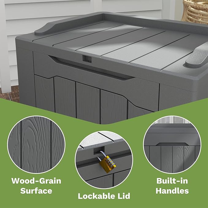 Patiowell 30 Gallon Resin Deck Box, Outdoor Storage Box - Image 4