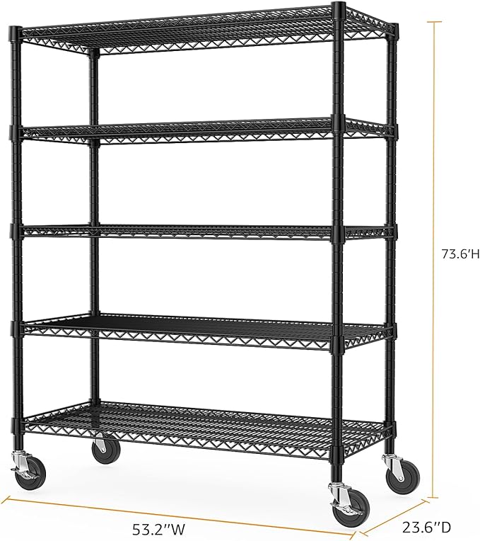 53" W Garage Shelving 5 Tier Industrial 2200LBS Metal Shelving Units - Image 3