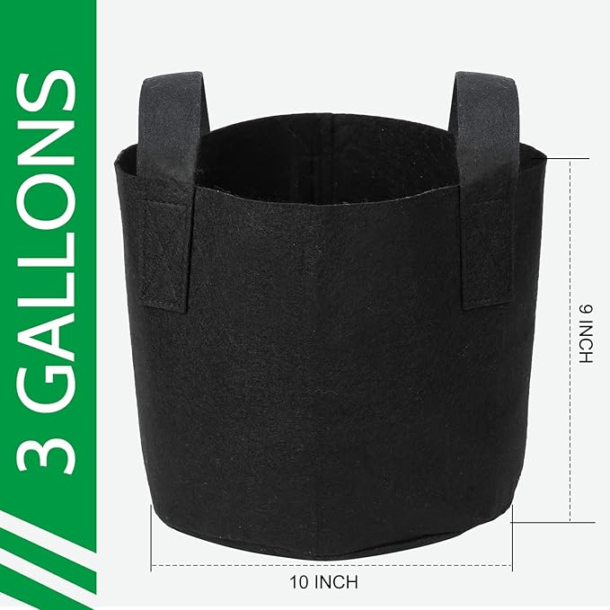 JERIA 12-Pack 3 Gallon Grow Bags, 300G Thickened Nonwoven Garden Pots, Heavy - Image 2