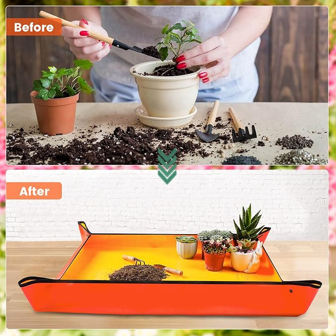 Large Repotting Mat for House Plants Transplanting and Potting Soil Mess Control - Image 2