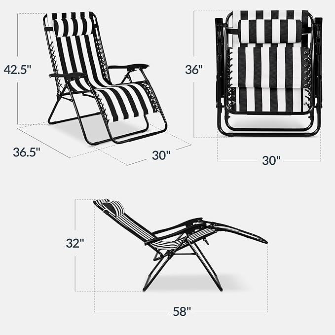 Best Choice Products Set of 2 Extra Wide Adjustable Steel Mesh Zero Gravity - Image 3