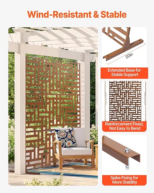 VEVOR Metal Privacy Screen, Outdoor Privacy Screens & Panels, Freestanding - Image 3