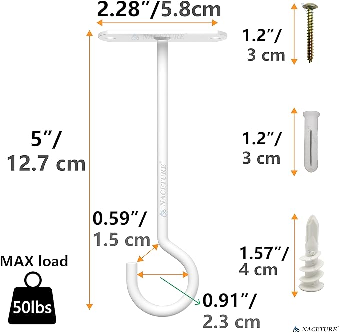 NACETURE Ceiling Hooks Heavy Duty 2 Pack - Image 7