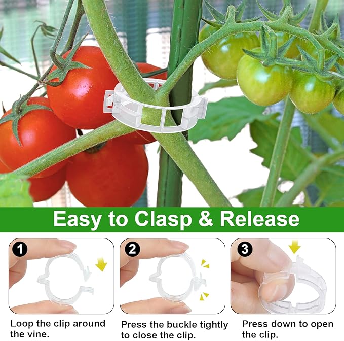 250 Pcs Tomato Clips, Plant Support Clips and J Tomato Hooks, Plastic Trellis - Image 2