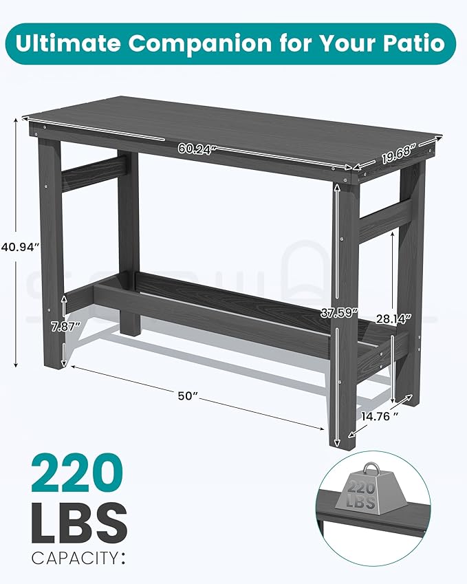 SERWALL 41" Outdoor Bar Table - Image 6