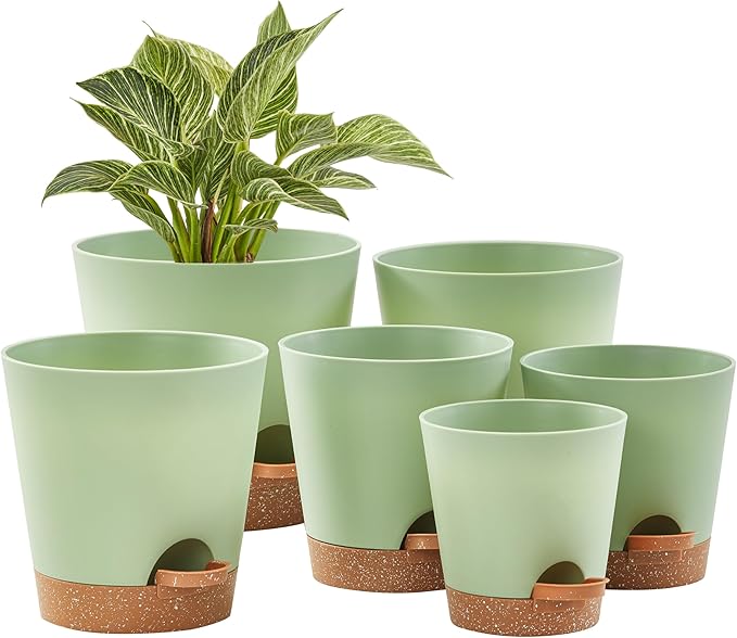 FaithLand 6-Pack Green Self Watering Planter Pots by FaithLand