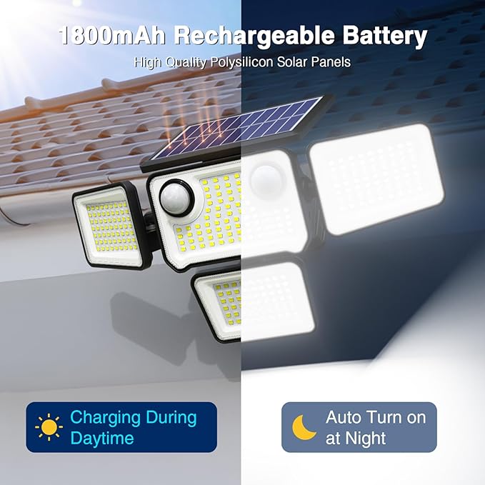 4500LM Solar Lights Outdoor Waterproof, 254 LED Solar Flood Lights Outdoor - Image 4
