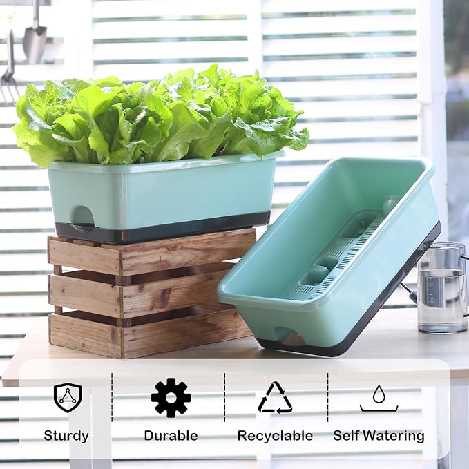 Window Box Planter 6 Pcs, 18 Inches Rectangle Flower Pots - Image 2