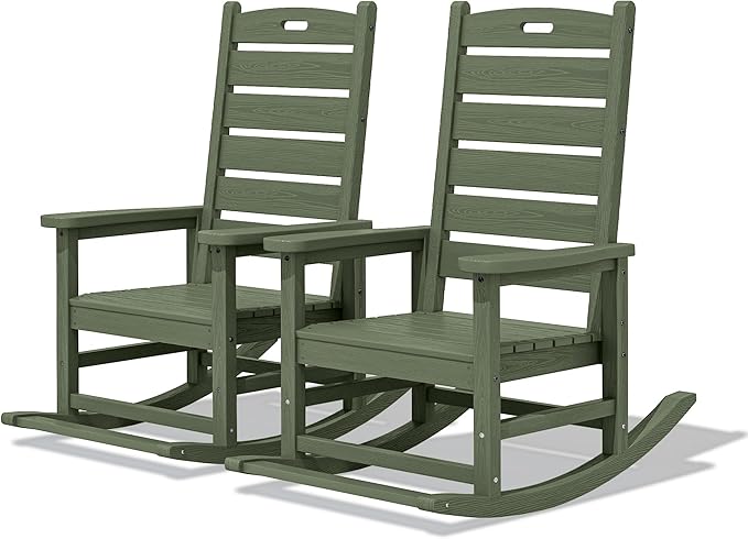 SERWALL Outdoor Rocking Chair Set of 2, Oversized Rocking Chair by SERWALL