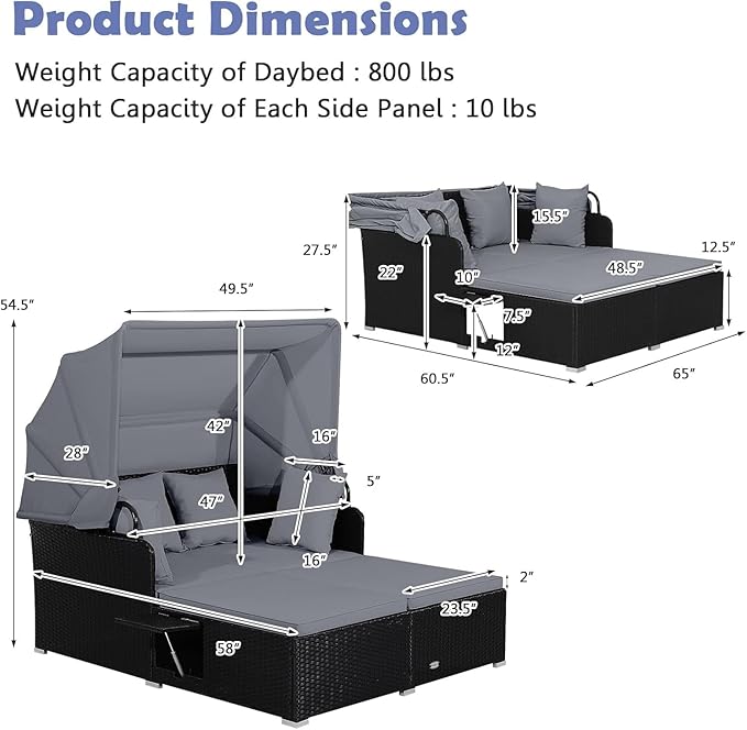 Tangkula Patio Rattan Daybed - Image 4