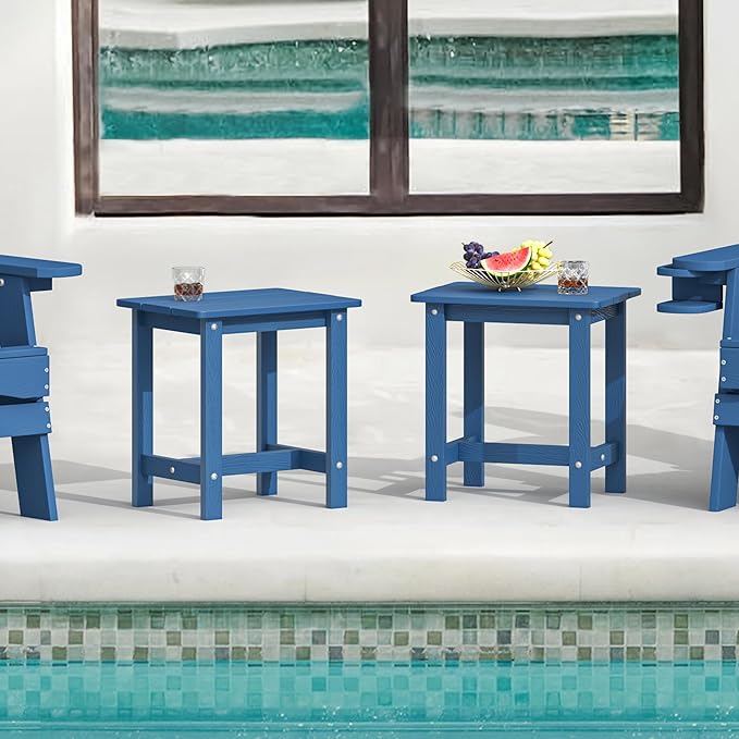 LUE BONA Outdoor Side Table Set of 2, HDPS Small Outdoor Table, Adirondack Side - Image 2