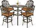 VIVIJASON 5-Piece Patio Swivel Bar Stools Set, All Weather Cast Aluminum by VIVIJASON